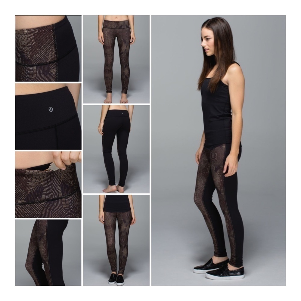 LULULEMON Wunder Under Pant *Full-On Luon - Golden Godess Cashew Multi / Black